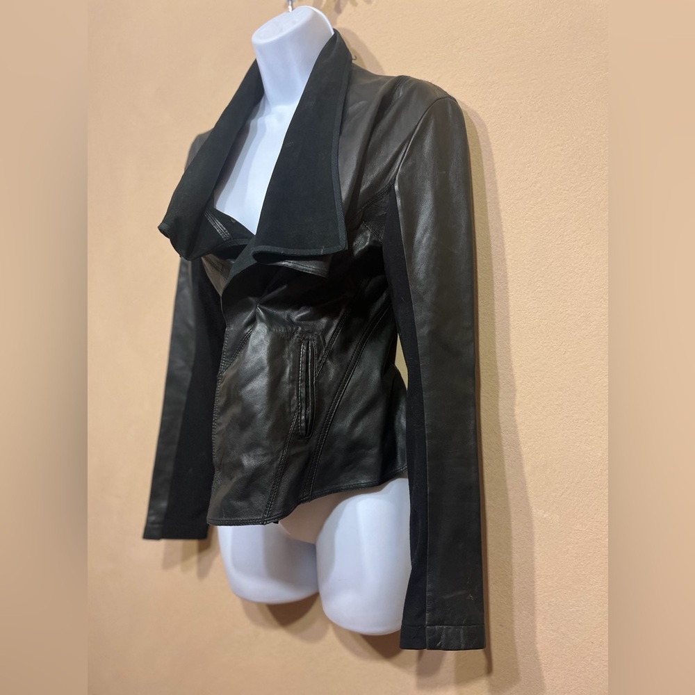 Bebe Leather Cropped Moto Jacket - Picture 4 of 7